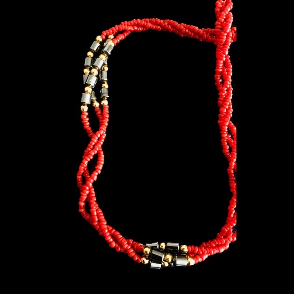 2/$25- 22” Red Necklace with Hematite Accents - Picture 2 of 6